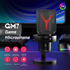 Gaming Microphone Condenser Mic PC Laptop Computer Mike RGB Studio