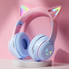 EOENKK RGB Cat Ear Wireless Headset — Bluetooth 5.3, 40mm Drivers, Memory Foam, Voice Assistant