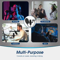 USB Condenser Microphone with Boom Arm Unidirectional Professional Cardioid