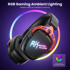 RK Tri-Mode Wireless Gaming Headset — 50H Battery, 7.1 Surround, ENC Dual-Mic, RGB, Bluetooth 5.2