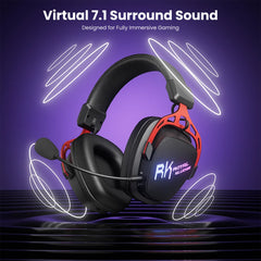 RK Tri-Mode Wireless Gaming Headset — 50H Battery, 7.1 Surround, ENC Dual-Mic, RGB, Bluetooth 5.2