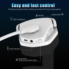 NUBWO 2.4G Dual Wireless Gaming Headset — 100H Battery, 5ms Latency, Bluetooth 5.3, Noise-Cancelling