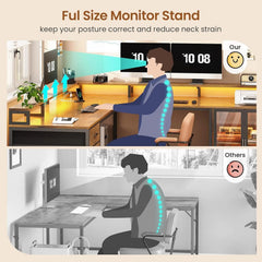 ZHENDAI 109" L-Shaped Gaming Desk with 4 Drawers, Display Cabinet, Monitor Stands & RGB LED