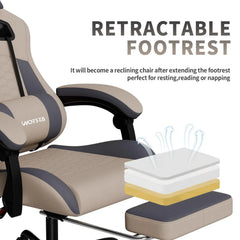 MOYU Ergonomic Gaming Chair with Massage Lumbar, Footrest & Tech Fabric — 300lb Capacity