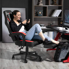 Big & Tall Gaming Chair with Footrest & Massage Lumbar — 400lb Capacity