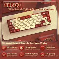 MAMBASNAKE x ATTACK SHARK AK680 65% Wired Mechanical Keyboard — 68 Keys, USB-C
