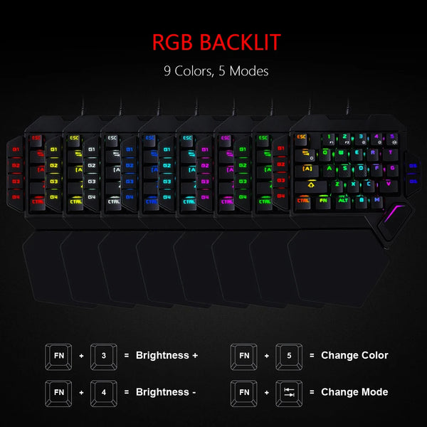 Salange K50 Mini One-Handed Mechanical Gaming Keyboard — 35 Keys, RGB, Xbox & PS4