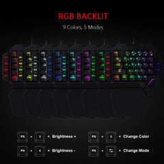 Salange K50 Mini One-Handed Mechanical Gaming Keyboard — 35 Keys, RGB, Xbox & PS4