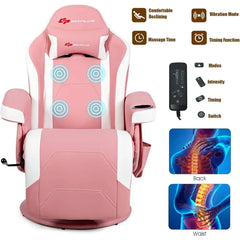 YTYIN Gaming Recliner with 8-Mode Massage, Cup Holder, Side Pouch & 360° Swivel