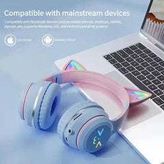 EOENKK RGB Cat Ear Wireless Headset — Bluetooth 5.3, 40mm Drivers, Memory Foam, Voice Assistant