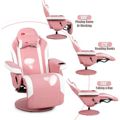 YTYIN Gaming Recliner with 8-Mode Massage, Cup Holder, Side Pouch & 360° Swivel