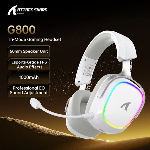 Attack Shark G800 Wireless Gaming Headset — 4-in-1 Multi-Connect, 7.1 Surround, 50mm Drivers, RGB