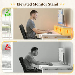 XMSJ 48" Gaming Desk with Power Outlets, LED Strip & Monitor Stand