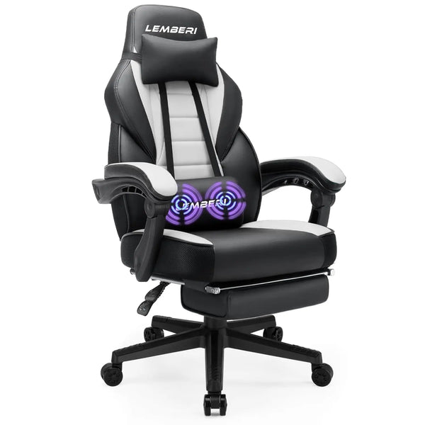 Big & Tall Gaming Chair with Footrest & Massage Lumbar — 400lb Capacity
