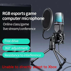 Professional USB Condenser Microphone Kit for Gaming PC & Laptop Wired Mic