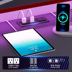 79" Wing-Shaped Gaming Desk with Fabric Drawers, LED Strip, Monitor Shelf & Full Accessories