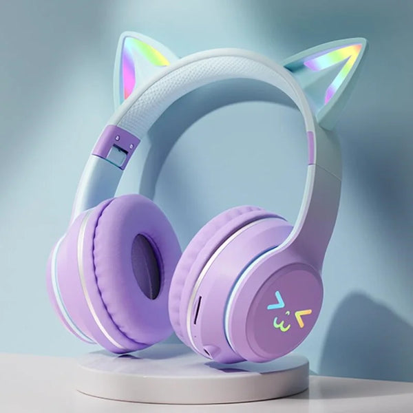 EOENKK RGB Cat Ear Wireless Headset — Bluetooth 5.3, 40mm Drivers, Memory Foam, Voice Assistant