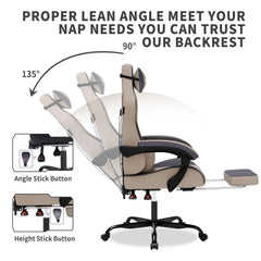 Ergonomic Gaming Chair with Massage Lumbar, Footrest & Tech Fabric — 300lb Capacity
