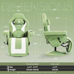 Ergonomic High-Back Gaming Recliner with Massage, Lumbar Support, Footrest