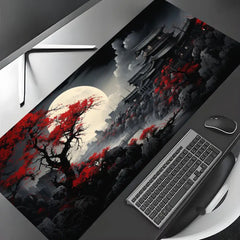 Red and black art landscapes large Mouse Pad anti-slip Durable Desk Mat