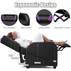 YTYIN Racing Style Gaming Recliner with Massage, Adjustable Footrest & PU Leather