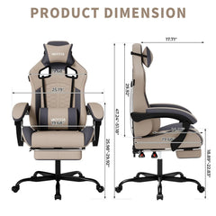 MOYU Ergonomic Gaming Chair with Massage Lumbar, Footrest & Tech Fabric — 300lb Capacity