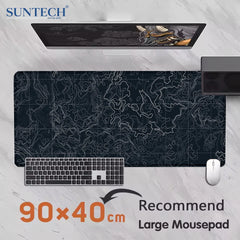 Contour map Black and white Art Abstract Mouse pad Extended large Gaming mats