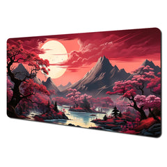 Red and black art landscapes large Mouse Pad anti-slip Durable Desk Mat