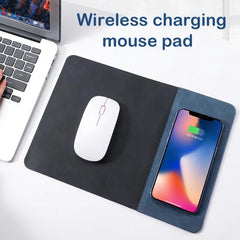 Mouse Pad with 15W Phone Wireless Fast Charging 2 in 1 Leather Gaming Mousepad