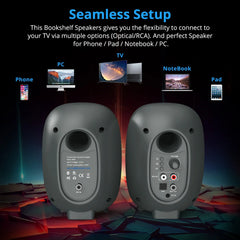 Bestisan 80W Gaming Bluetooth Bookshelf Computer Active Speaker