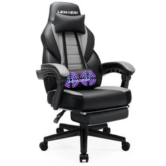 Big & Tall Gaming Chair with Footrest & Massage Lumbar — 400lb Capacity