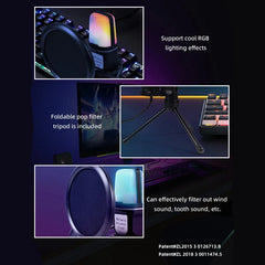Professional USB Condenser Microphone Kit for Gaming PC & Laptop Wired Mic