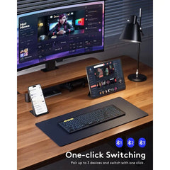 Full-Size Foldable Wireless Keyboard — Bluetooth 5.1, 3 Devices, Numpad, 7-Color Backlit