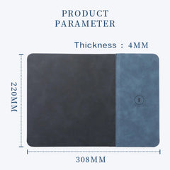 Mouse Pad with 15W Phone Wireless Fast Charging 2 in 1 Leather Gaming Mousepad