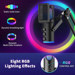 PUPGSIS Gaming USB Microphone Noise Cancellation Condenser Mic with Mute