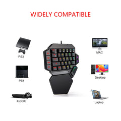 Salange K50 Mini One-Handed Mechanical Gaming Keyboard — 35 Keys, RGB, Xbox & PS4