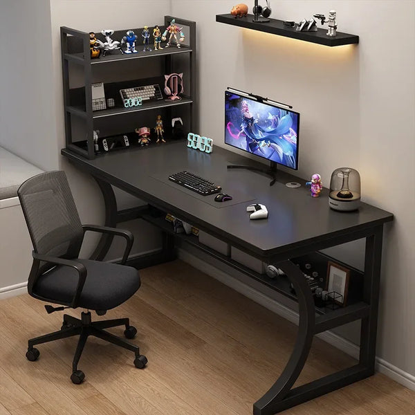 Ergonomic L-Shaped Gaming & Study Desk with Storage Shelf — 2 Sizes Available