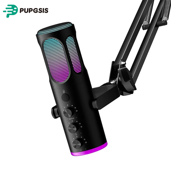 PUPGSIS Gaming USB Microphone Noise Cancellation Condenser Mic with Mute