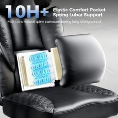 Heavy Duty Gaming Chair — 400lb Capacity, Spring Lumbar, Footrest & Embossed PU Leather