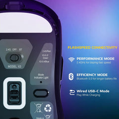 ATTACK SHARK X3 Lightweight Wireless Gaming Mouse — 26000 DPI, 49g
