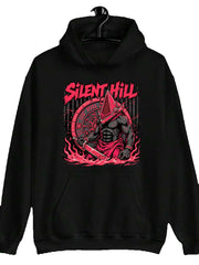 Men's Silent Hill Pyramid Head Hoodie Iconic Red Pyramid Head Logo Print