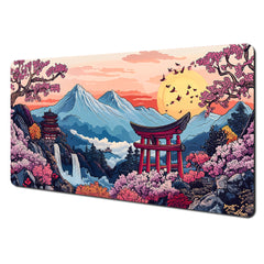 Red and black art landscapes large Mouse Pad anti-slip Durable Desk Mat