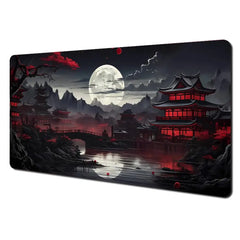 Red and black art landscapes large Mouse Pad anti-slip Durable Desk Mat