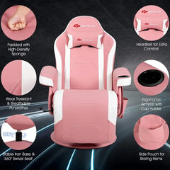 YTYIN Gaming Recliner with 8-Mode Massage, Cup Holder, Side Pouch & 360° Swivel