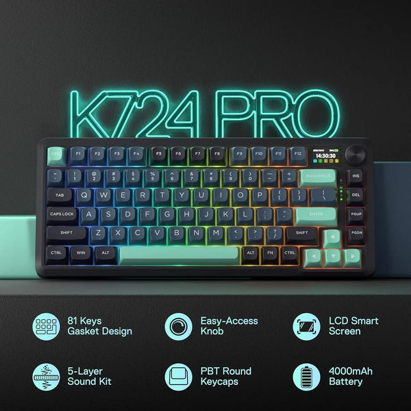 Redragon K724 PRO Wireless Gasket Mechanical Keyboard — 82 Keys, Smart Screen, Mambo Switch