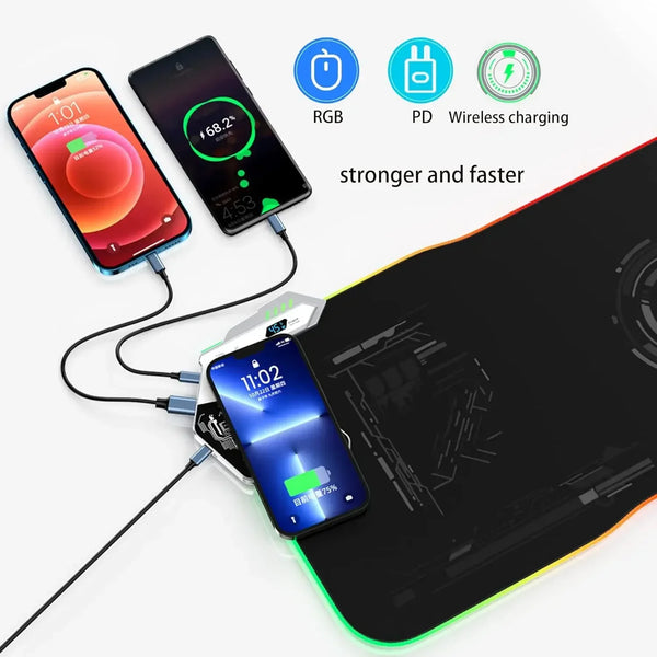 15W/30W Gaming Mouse Pad with Wireless Chargering, PD QC Fast Charging