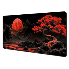 Red and black art landscapes large Mouse Pad anti-slip Durable Desk Mat