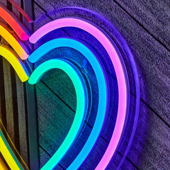 1pc Rainbow Heart LED Neon Sign - USB Powered Wall Decor Light