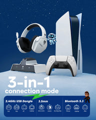 NUBWO G06 Pro Wireless Gaming Headset — Charging Dock, 120H Battery, 17ms Latency, PS5 Compatible