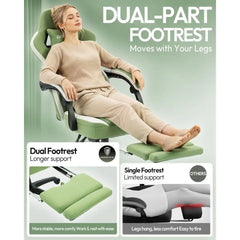 Breathable Fabric Gaming Chair with Gel Cushion, Extended Footrest & Storage Bag